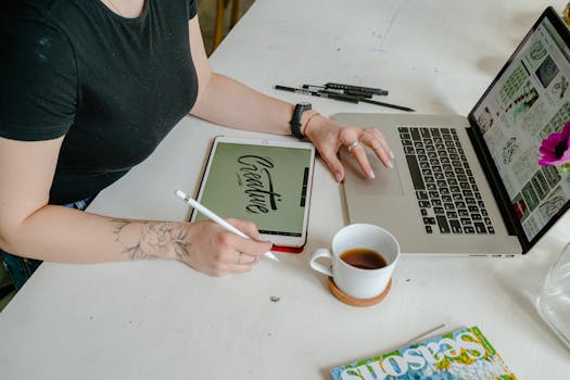 creative workspace with art supplies