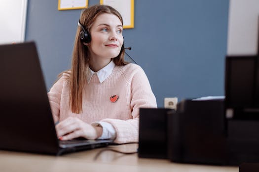 happy freelancer working at a desk