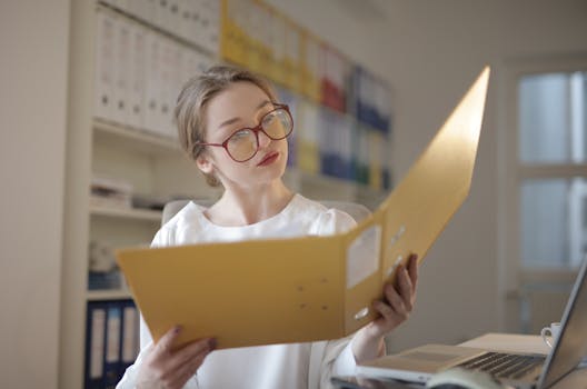 Freelancer reviewing documents