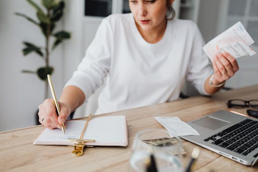 organized desk with receipts and documents