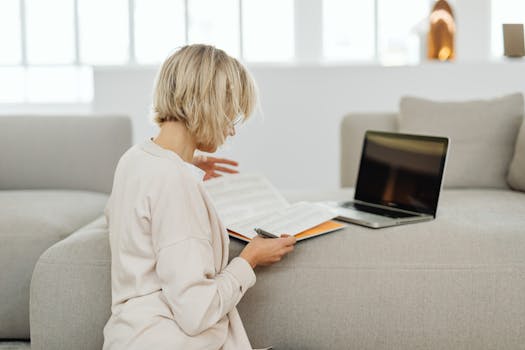 freelancer working from a cozy home office