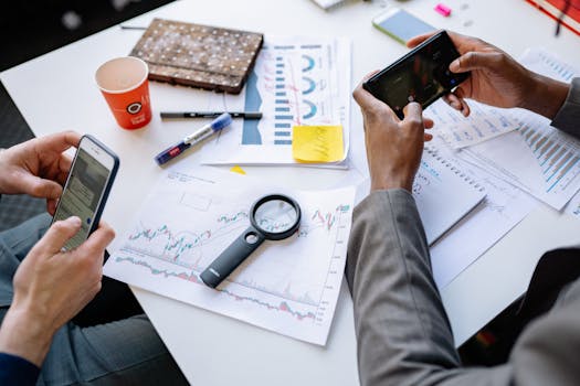 organized desk with financial papers